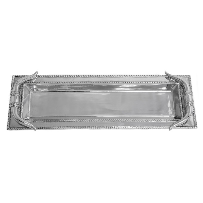 Arthur Court Western Aluminum Longhorn Tray with Ropy Border