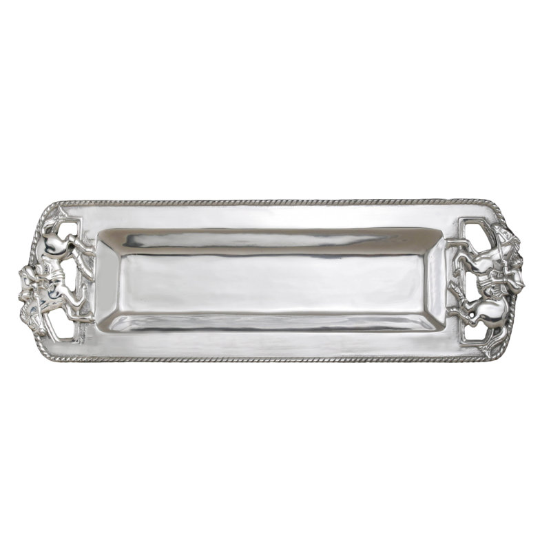 Silver Aluminum Thoroughbred Horse Oblong Serving Tray