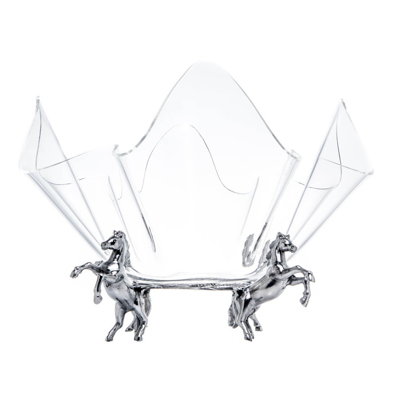 Equestrian Aluminum and Acrylic Salad Bowl with Horse Stand