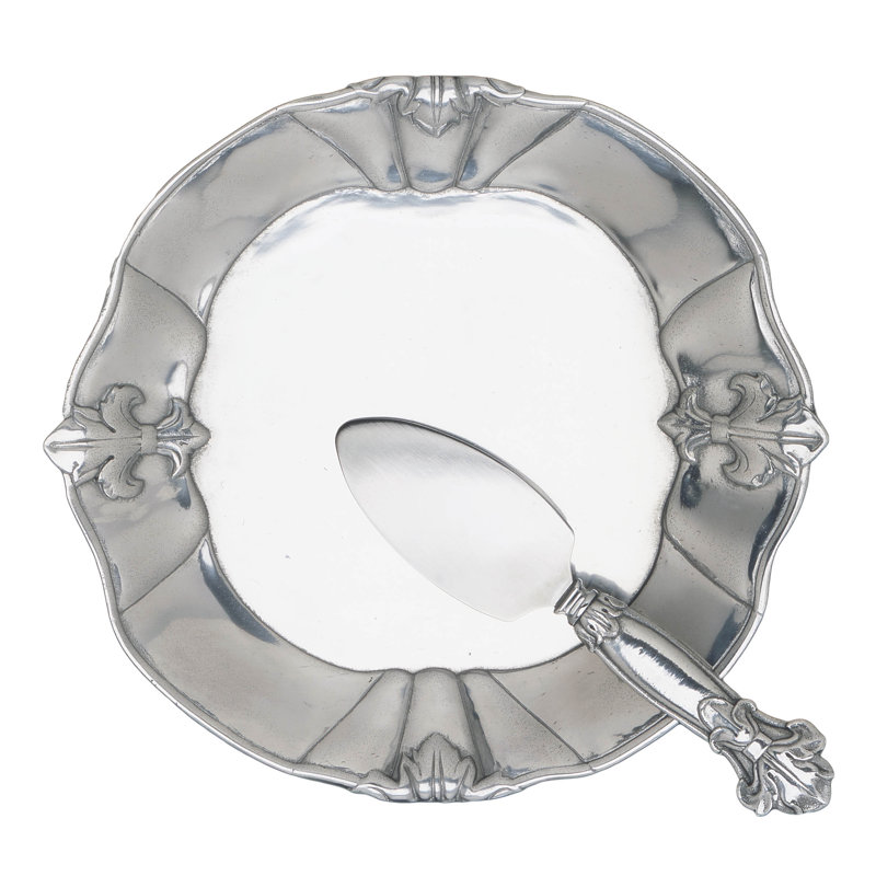 Handcrafted Silver Aluminum Fleur De Lis Salad/Dessert Plate