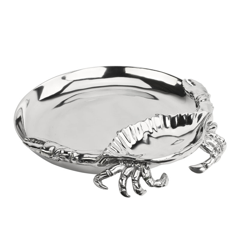 Arthur Court Coastal Aluminum Crab Chip and Dip Platter