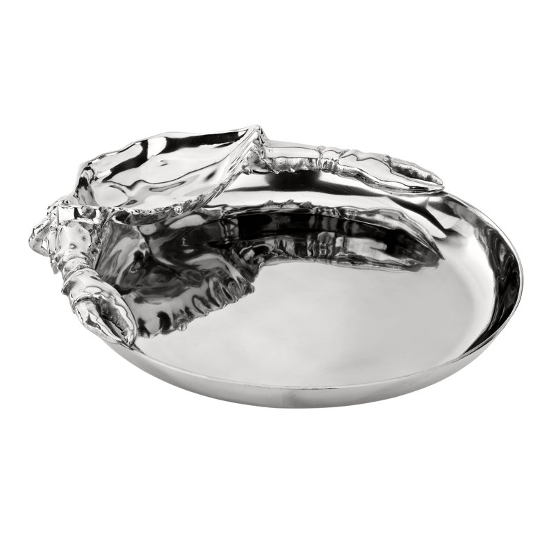 Arthur Court Coastal Aluminum Crab Chip and Dip Platter