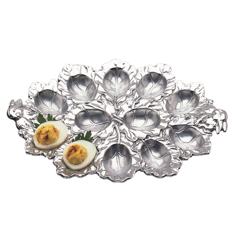 Silver Aluminum Bunny Deviled Egg Platter, 12" x 8.5"