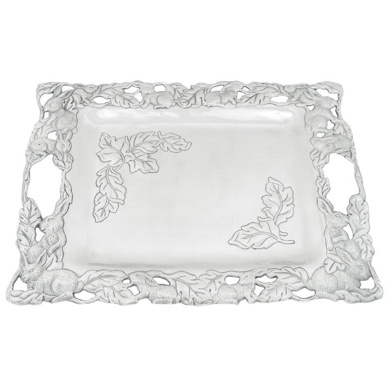 Arthur Court Bunny Aluminum Oval Platter with Handles