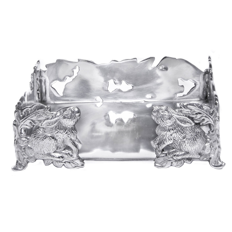 Arthur Court Silver Bunny Aluminum Napkin Holder