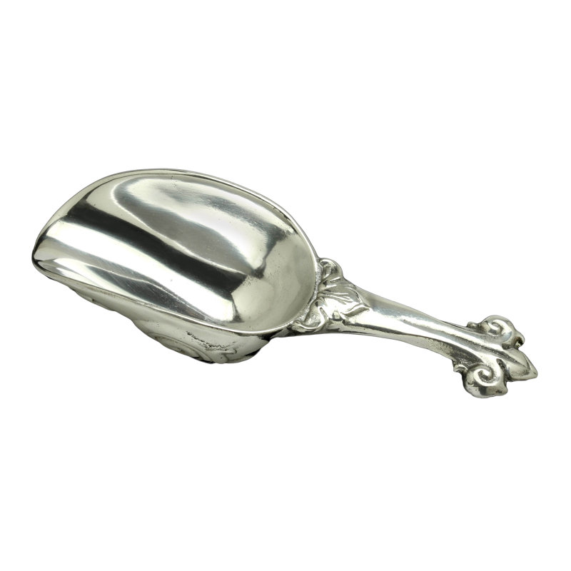 Fleur De Lis Polished Aluminum Ice Scoop with Long Handle