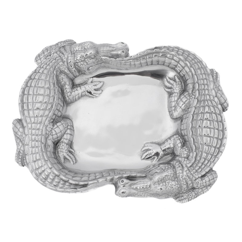 Oval Metallic Aluminum Alligator Catchall Tray