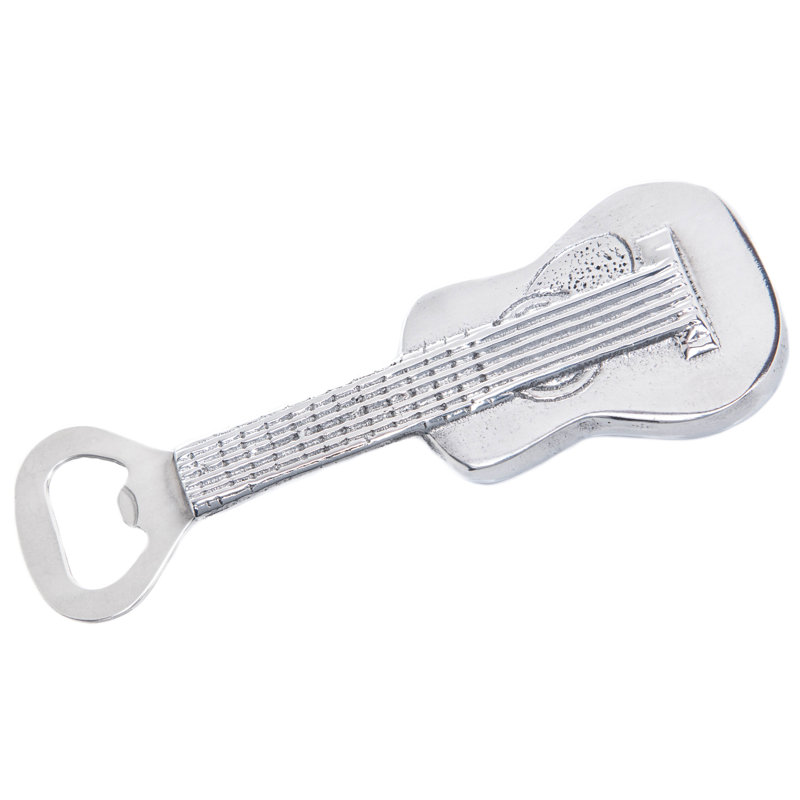 Hand-Polished Aluminum Guitar Bottle Opener with Stainless Steel