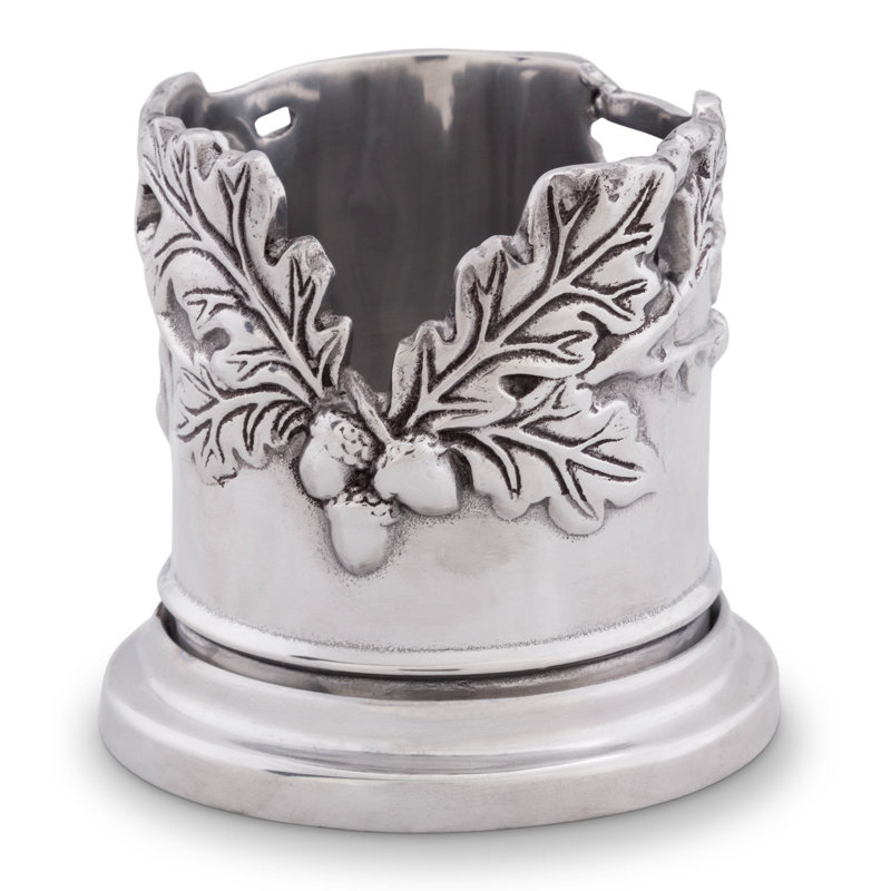 Arthur Court Aluminum Oak Leaf Wine Coaster, 5-inch Diameter