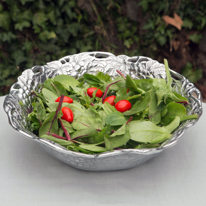 Arthur Court Grape Pattern Aluminum Salad Serving Bowl
