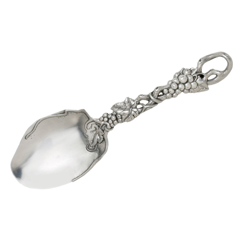 Ornate Silver Aluminum Grape Serving Spoon