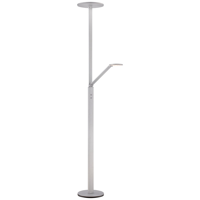 Adjustable White Acrylic LED Floor Lamp with Chiseled Nickel Finish