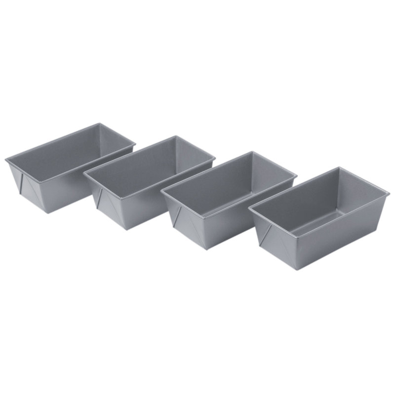 Set of 4 Gray Non-Stick Mini Aluminum Loaf Pans