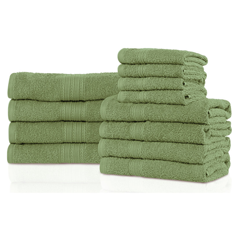 Terrace Green 12 Piece 100% Cotton Towel Set