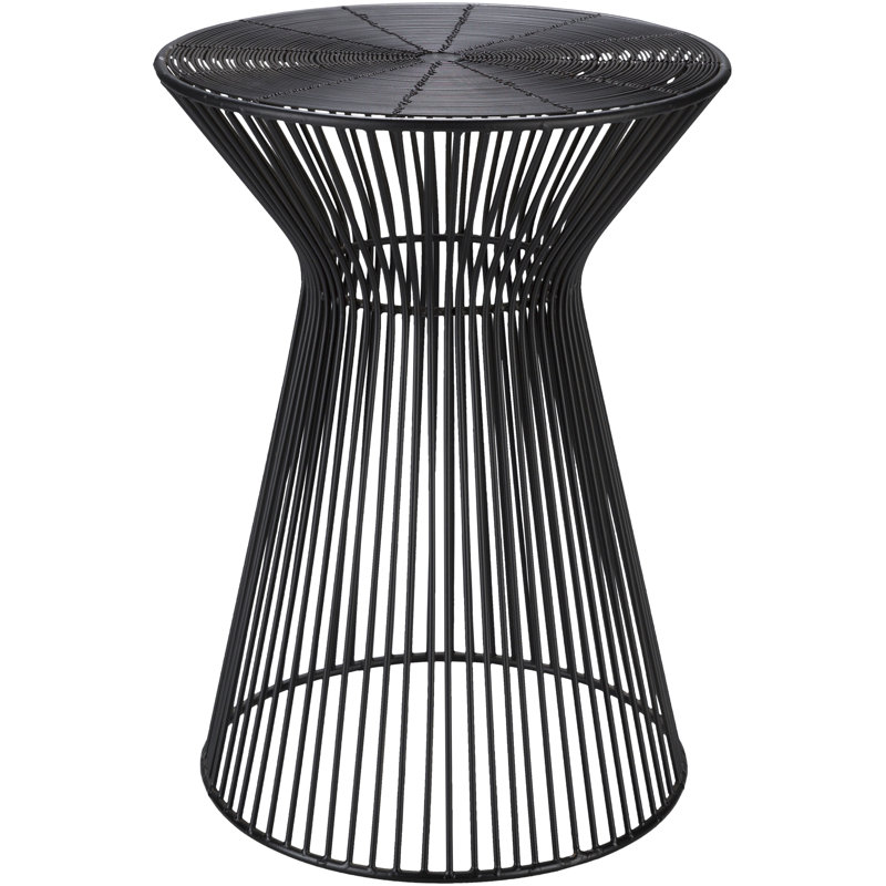 Black Metal Round Pedestal End Table
