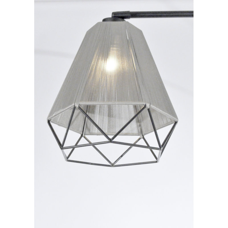 Polygon 88" Black and Brushed Nickel Multi-Head Arc Floor Lamp