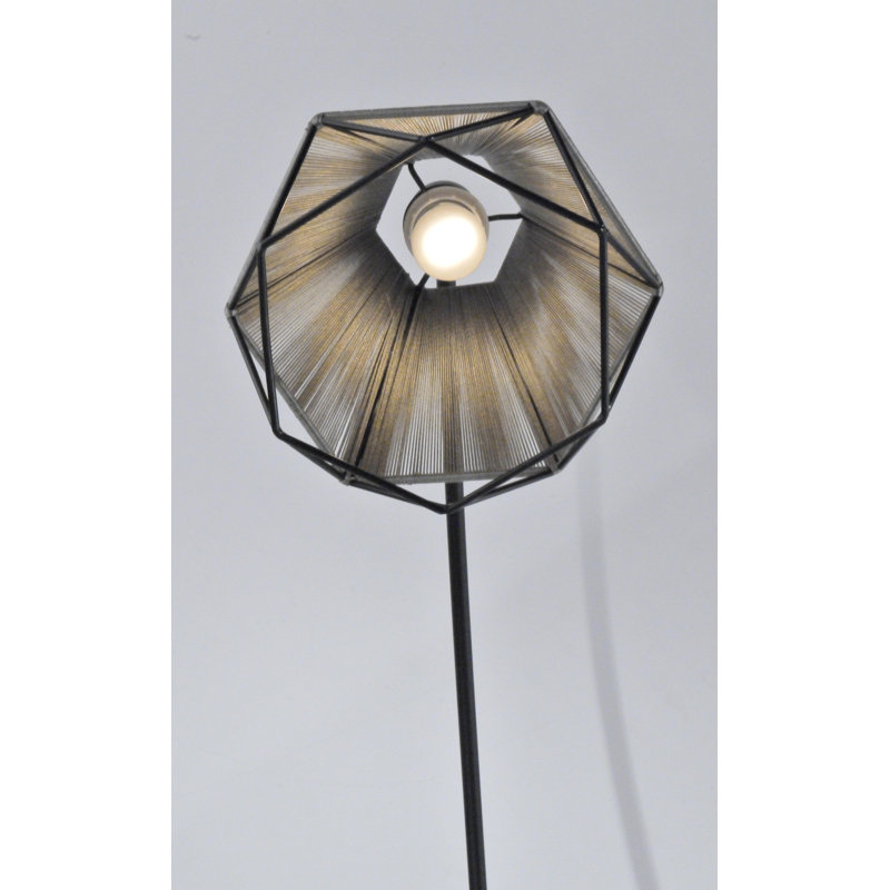 Polygon 88" Black and Brushed Nickel Multi-Head Arc Floor Lamp
