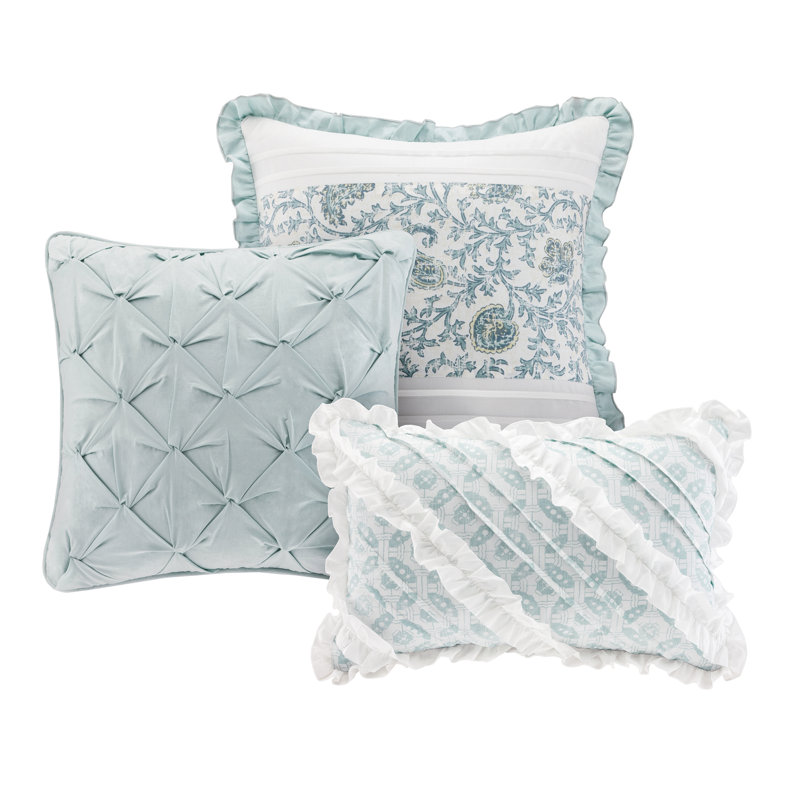 Blue Floral Queen Cotton Reversible Comforter Set