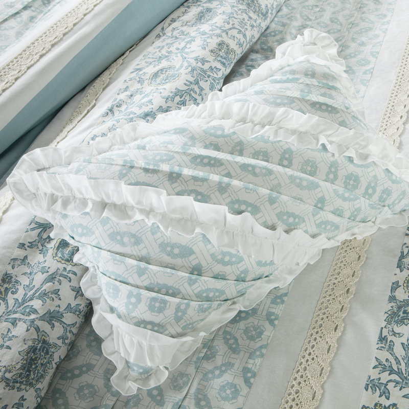 Blue Floral Queen Cotton Reversible Comforter Set