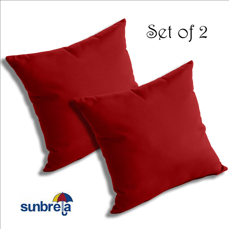 Jockey Red Sunbrella Square Reversible Throw Pillow Set