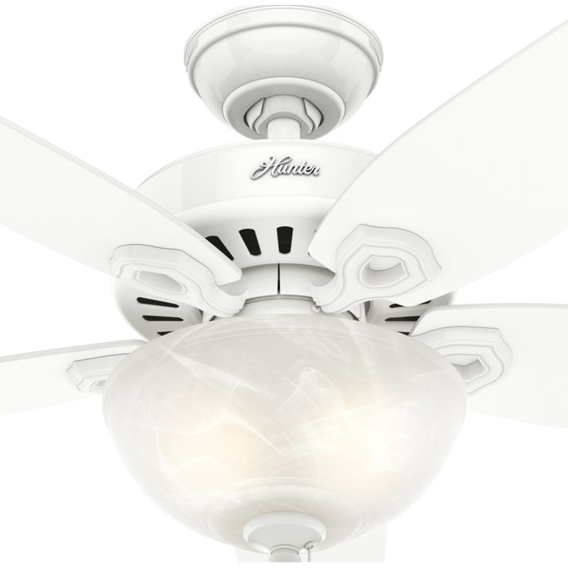 42" White and Light Oak Ceiling Fan with LED Light