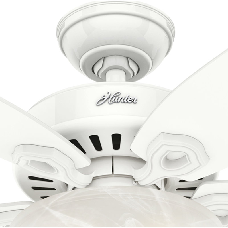 42" White and Light Oak Ceiling Fan with LED Light
