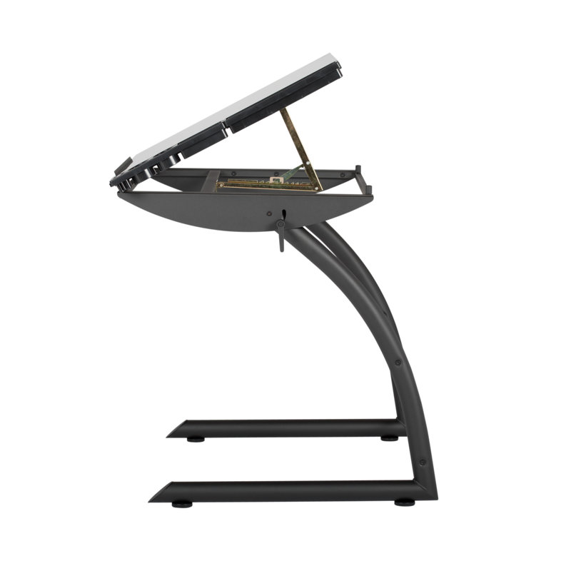 Versatile TriFlex 45" Glass Top Adjustable Drafting Table, Black