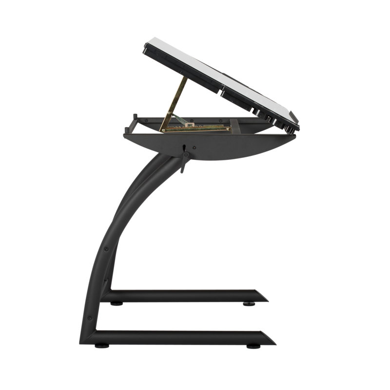 Versatile TriFlex 45" Glass Top Adjustable Drafting Table, Black