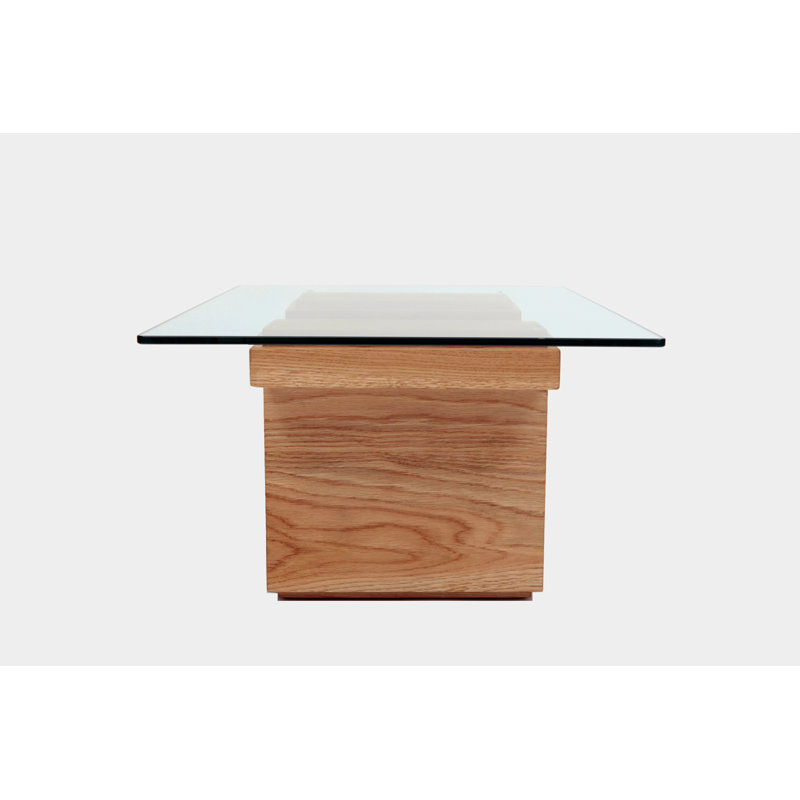 ARTLESS SQG22 Rectangular Brown Walnut and Glass Side Table