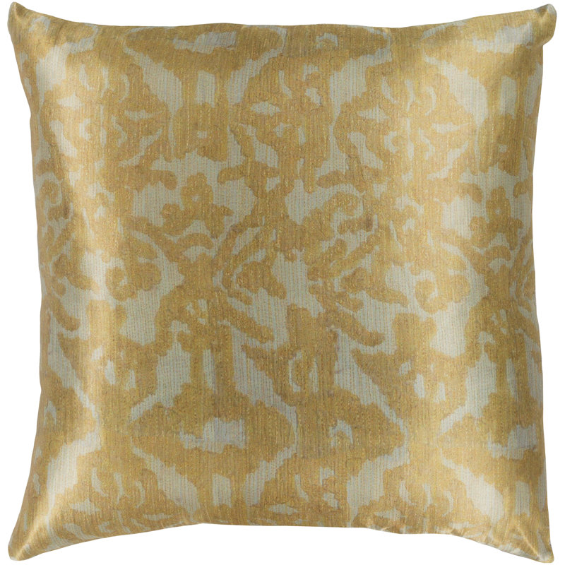 Wheat Damask Polyester Square Throw Pillow Cover