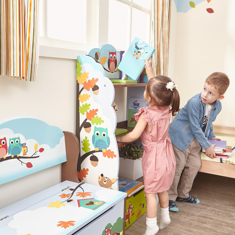 Enchanted Woodland Whimsical Kids' Wooden Bookshelf with Storage