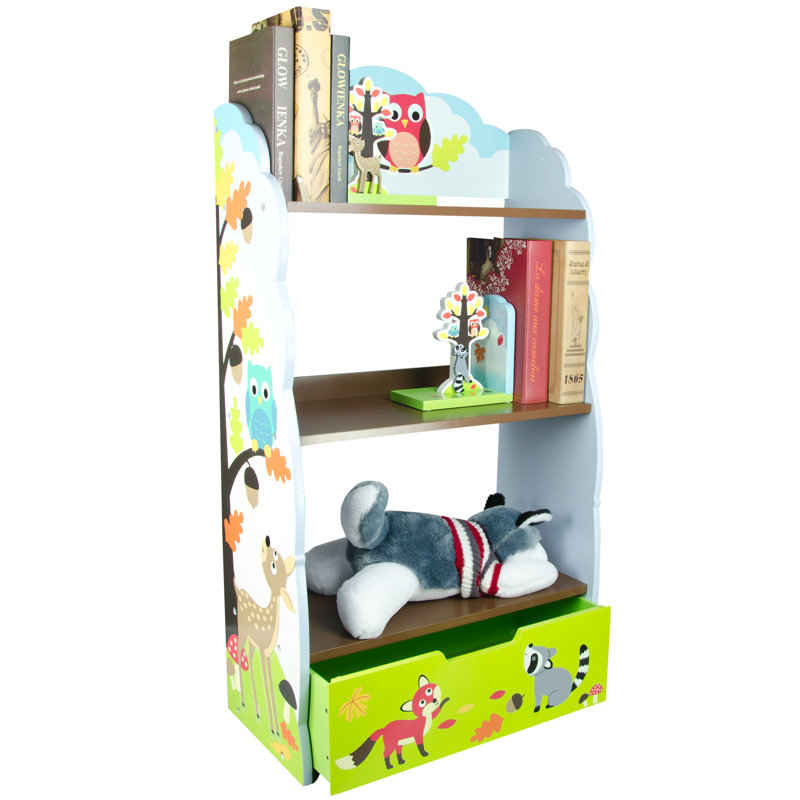 Enchanted Woodland Whimsical Kids' Wooden Bookshelf with Storage