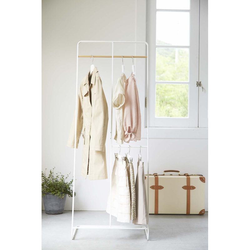 White 2-Level Coat Rack with Umbrella Stand