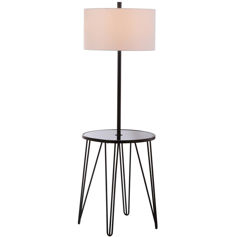 Ciro 58-Inch Black Metal and Glass Floor Lamp Table