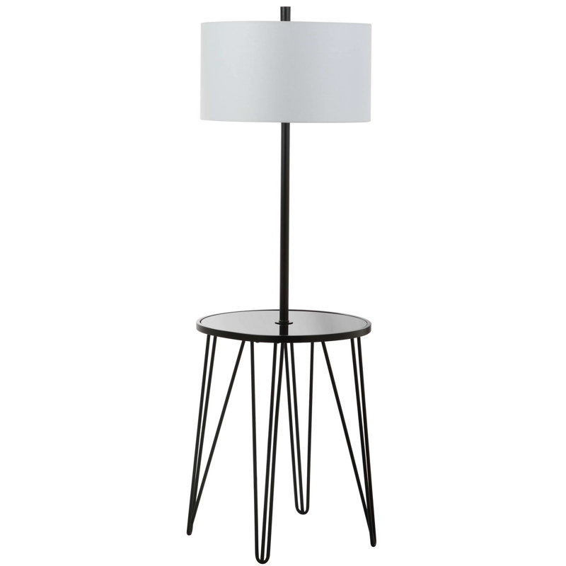 Ciro 58-Inch Black Metal and Glass Floor Lamp Table