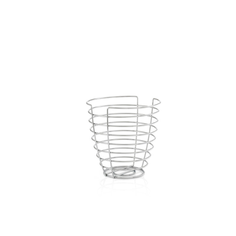 Elevated Chrome-Plated Round Wire Basket, 24cm x 25cm, Silver