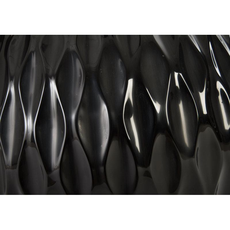 Citlali Ripple Black Gel Coat Indoor/Outdoor Handmade Planter