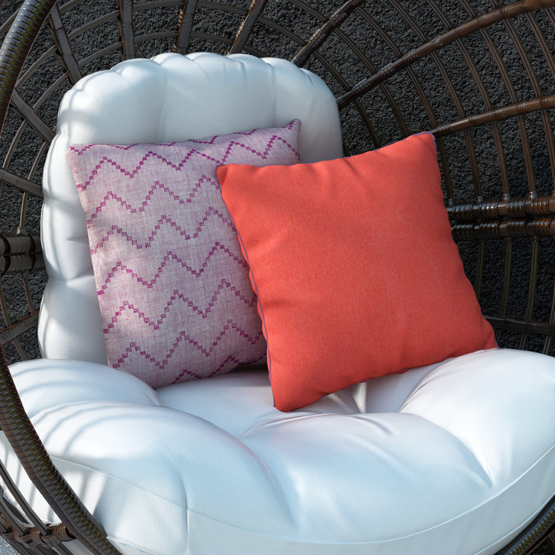 Rose Zig-Zag Embroidered Cotton 18" Square Throw Pillow Set