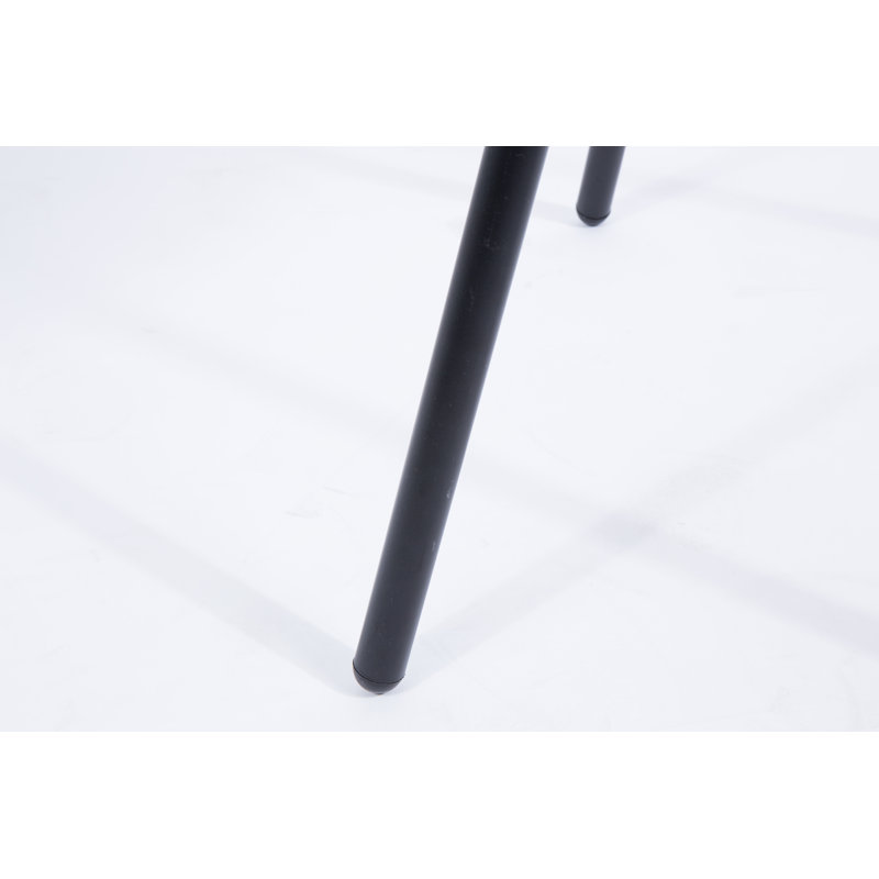 Round Brown MDF Tray Top End Table with Black Metal Legs