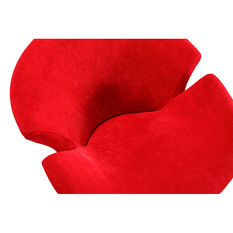 Blossom Red Velvet Barrel Swivel Chair with Chrome Base