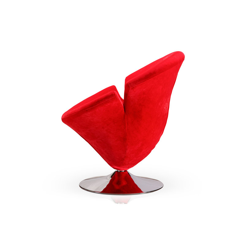 Blossom Red Velvet Barrel Swivel Chair with Chrome Base