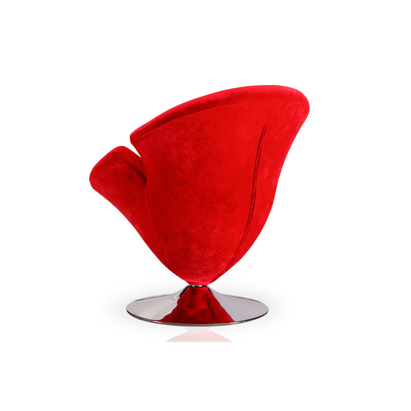 Blossom Red Velvet Barrel Swivel Chair with Chrome Base