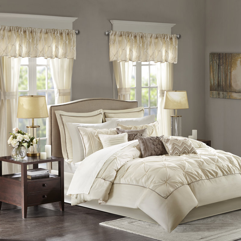 Ivory Microfiber Queen 24-Piece Bedding Set