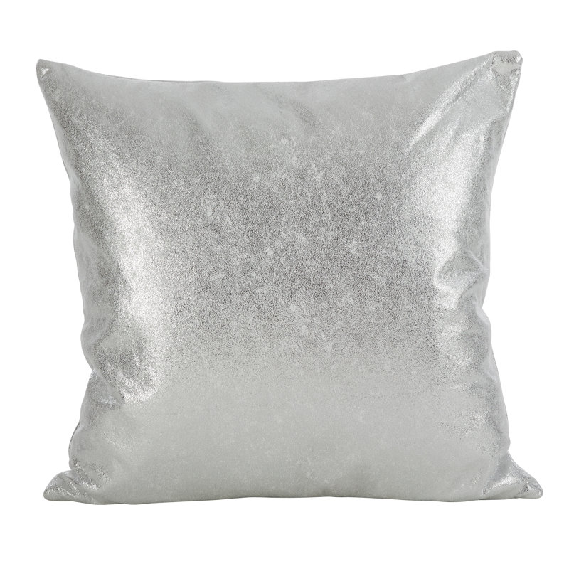 Silver Shimmering Metallic Square Throw Pillow