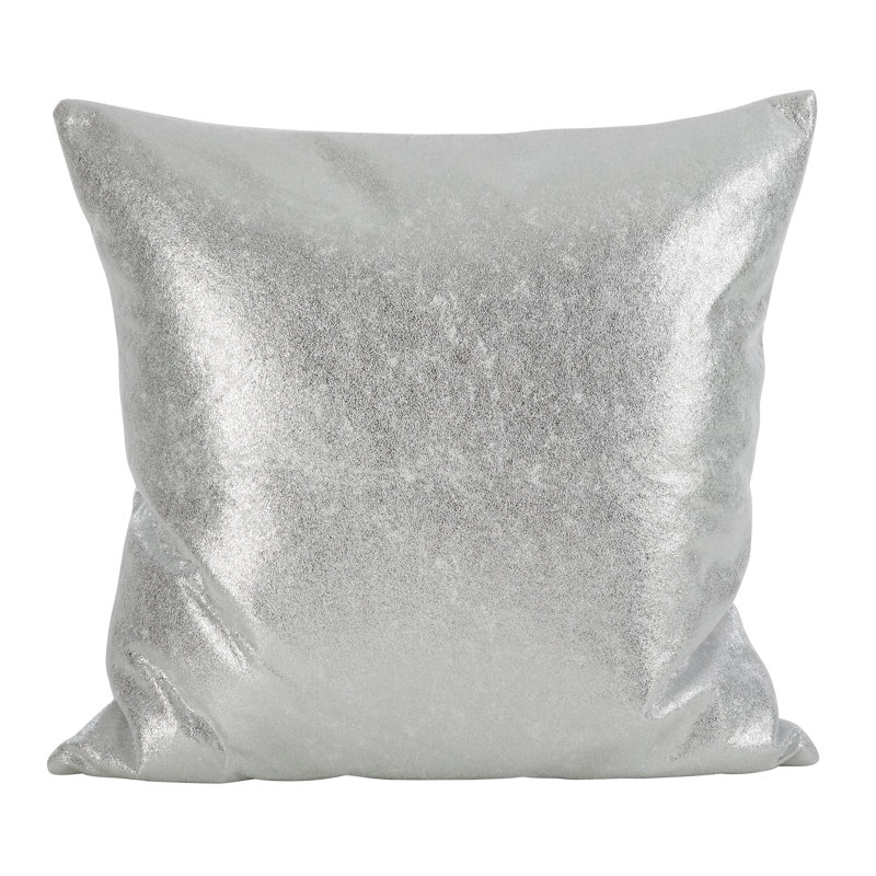 Silver Shimmering Metallic Square Throw Pillow