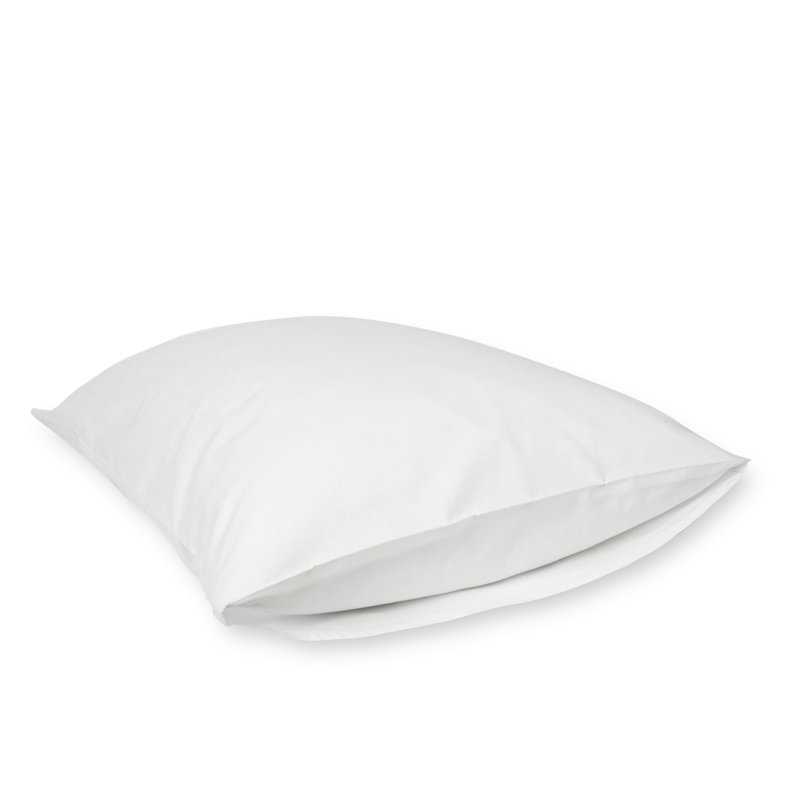 White Cotton Blend Standard Pillow Protectors, Set of 2