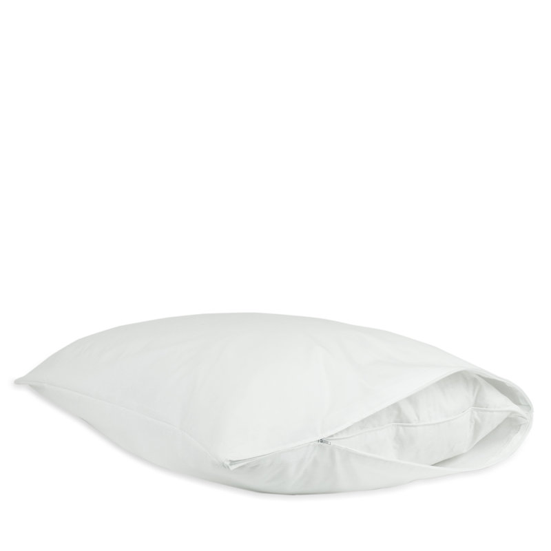 White Cotton Blend Zippered Queen Pillow Protectors, Set of 2