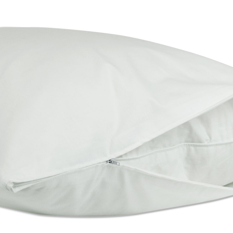 White Cotton Blend Zippered Queen Pillow Protectors, Set of 2