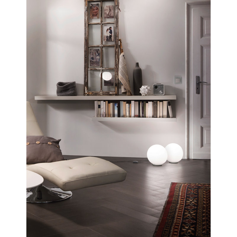 Eglo Rondo 8-Inch Silver Globe Table Lamp with Frosted Opal Shade