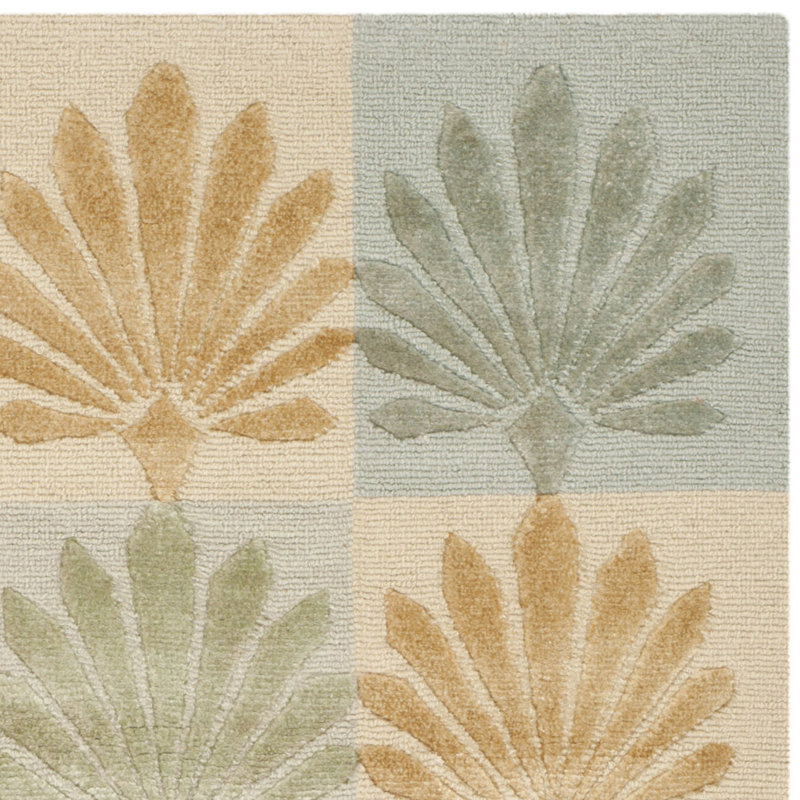 Sanctuary Hand-Knotted Wool Silk Blend Modern Grid Rug, Gray